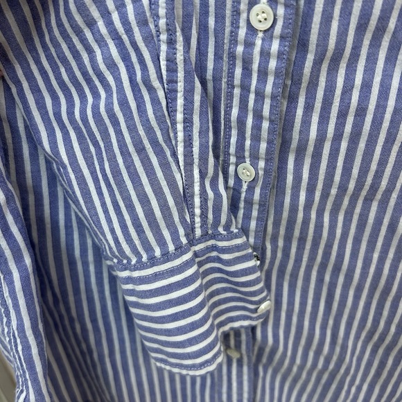 J.Crew Women's Blue and White Striped Button-down Shirt. Size 0P Long Sleeve - Picture 5 of 7